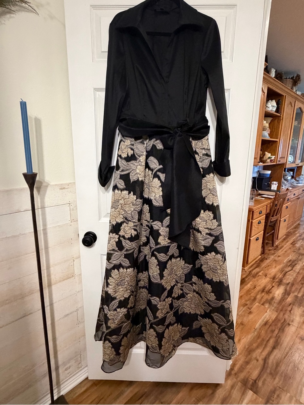 Betsy & Adam Black Shimmery Evening Dress